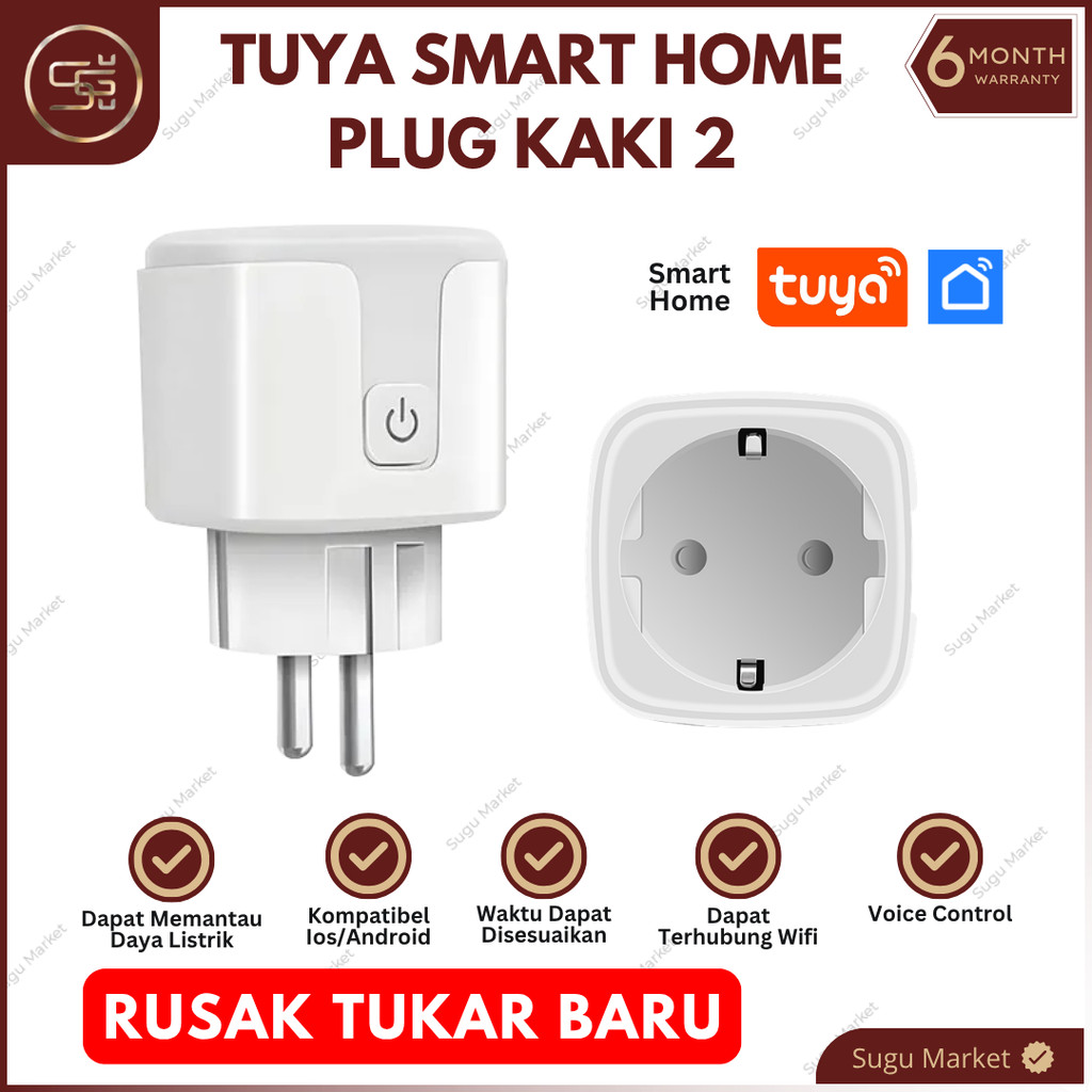 Tuya Smart Plug / Tuya Colokan Stecker / Stecker Tuya / Wifi Smart Plug 16A-Steker Pintar support Go