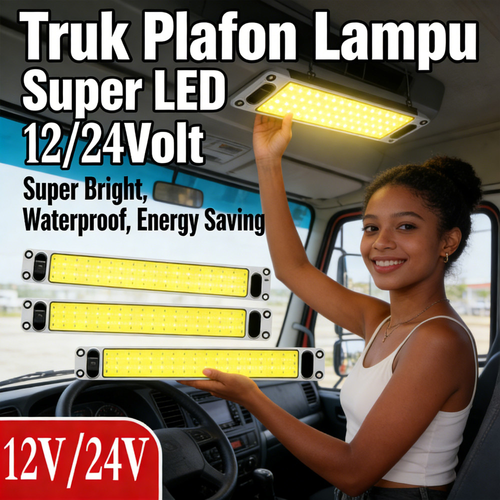 Lampu Truk Kabin Mobil Plafon Plafon Super Terang 24/12Volt Truk Tahan Air LED COB