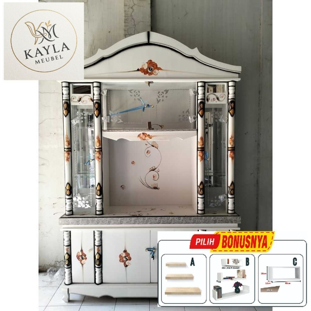 PROMO Buffet Kristal Minimalis 4 Pintu / Lemari Hias / Bufet Pajangan/Bufet Tv kristal