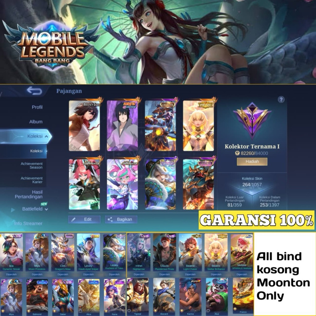 Akun ML Sultan Idaman Mytic Glory Immortal - Brainmaret