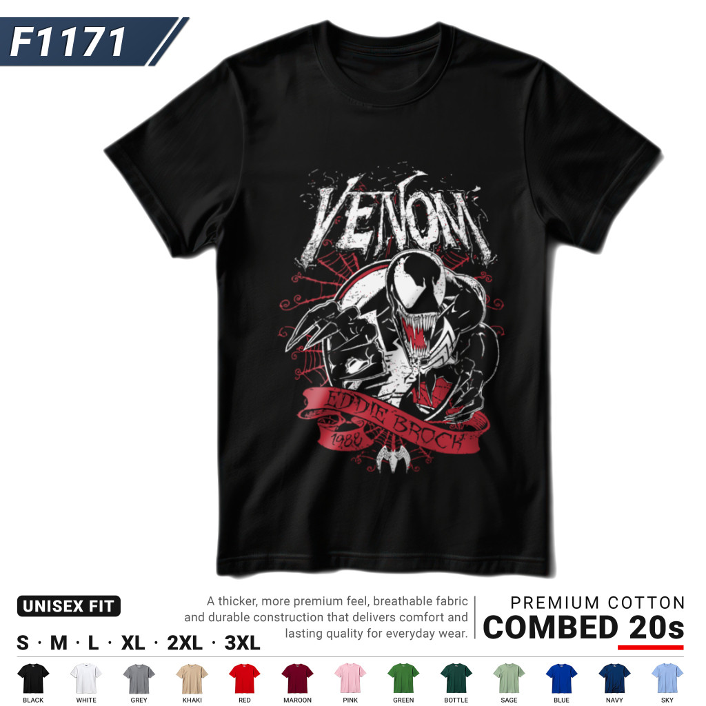 Kaos Film VENOM - Eddie Broch (F1171) | Baju Tebal Cotton Combed 20s DTF Premium