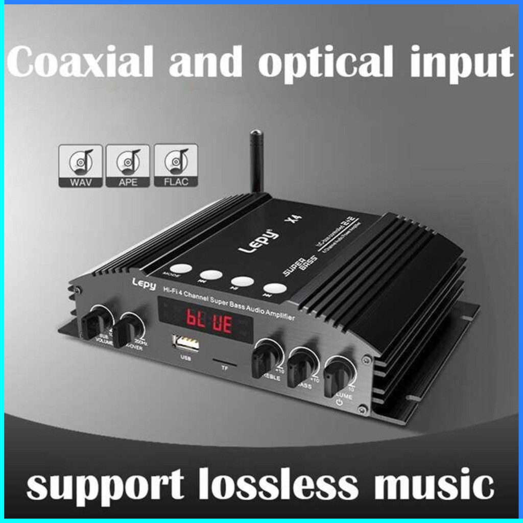 COD Lepy Audio Amplifier Bluetooth USB TF HiFi Sound Booster with Remote X4 / ampli mini 12v full ba