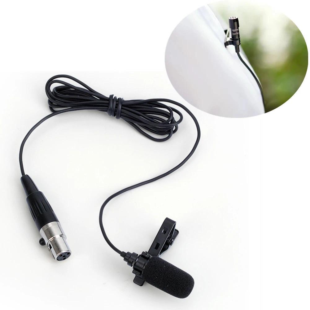 Black Lavalier Lapel Clip Microphone Detachable Tie-clip Mic 4-PIN Mini XLR TA4F For Shure Clip-On W