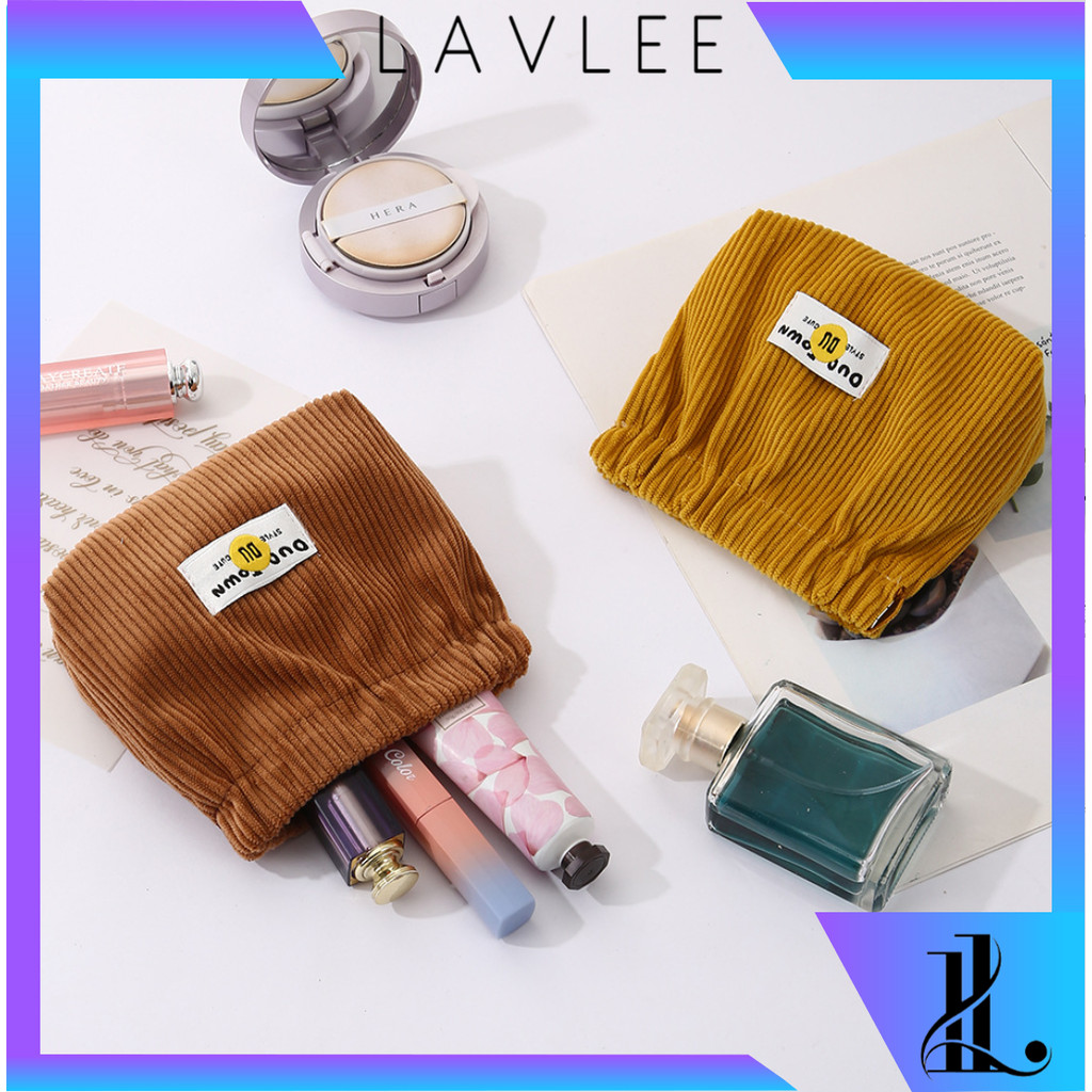 LAVLEE T6844 Pouch Dompet Solid Bahan Corduroy / Lipstick Koin Magnet Serbaguna / Pouch Travel Multi