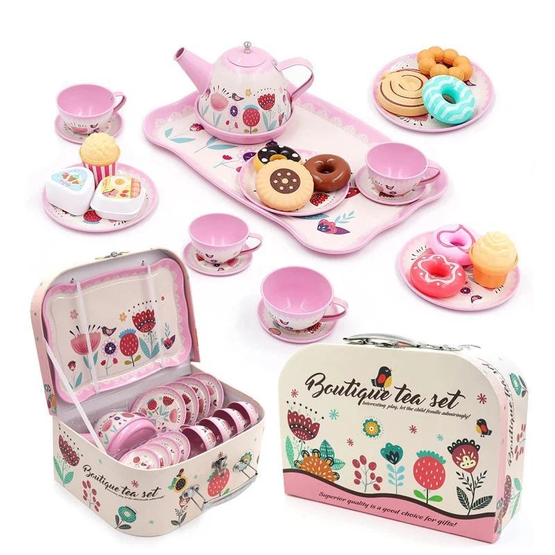 DIY Pretend Play Toy Simulation Tea Set Tablee Play House Kitchen Afternoon Tea Game Toys Gifts For