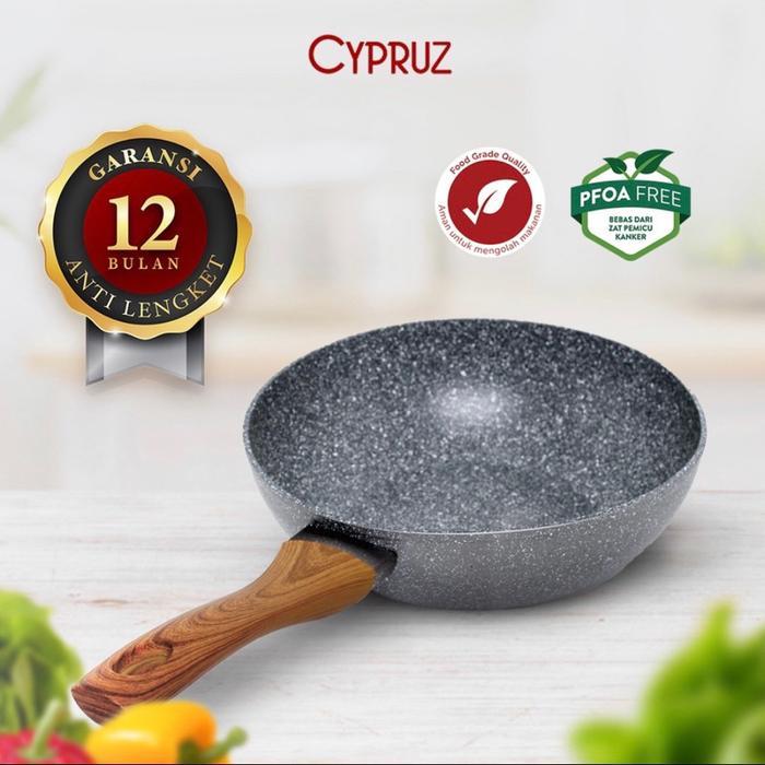Cypruz Fry Wok Marble 26cm / Wajan Cypruz / Wajan Marble / Wajan Panci / Fry Pan Cypruz - Warna