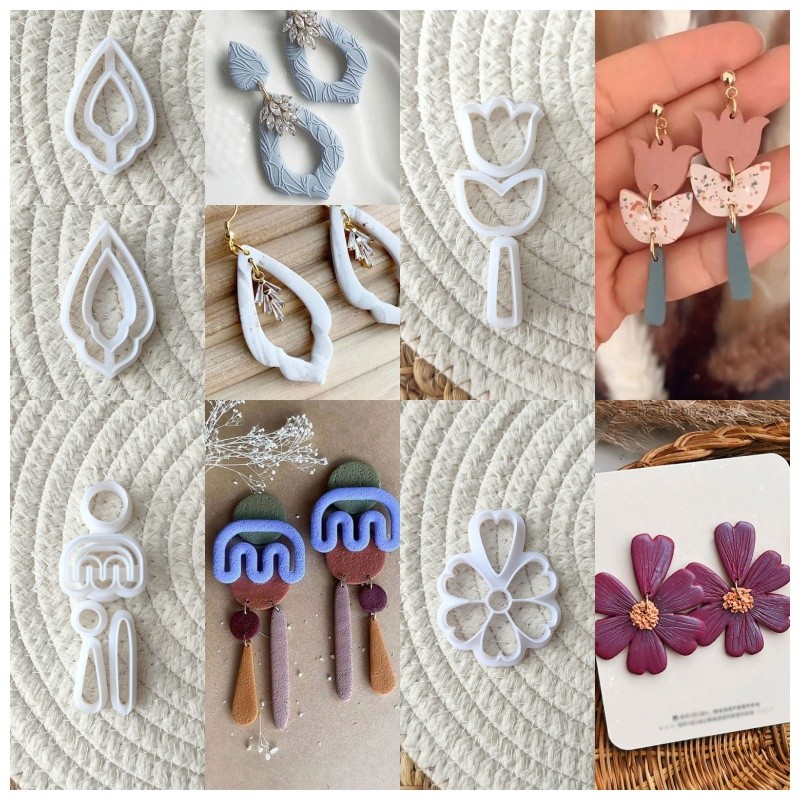

New Earrings Polymer Clay Cutter French Outline Shape/Flower Shape Soft Pottery Mold DIY Jewelry Cutting Pottery Tools