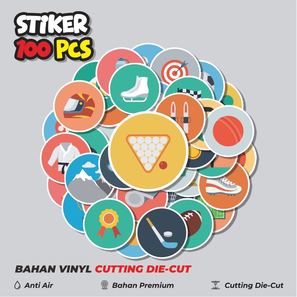 

Terbaru! 50 pcs Stiker Ikon Datar Olaharaga Dekorasi Lucu Kreatif untuk Notebook, Skateboard, HP