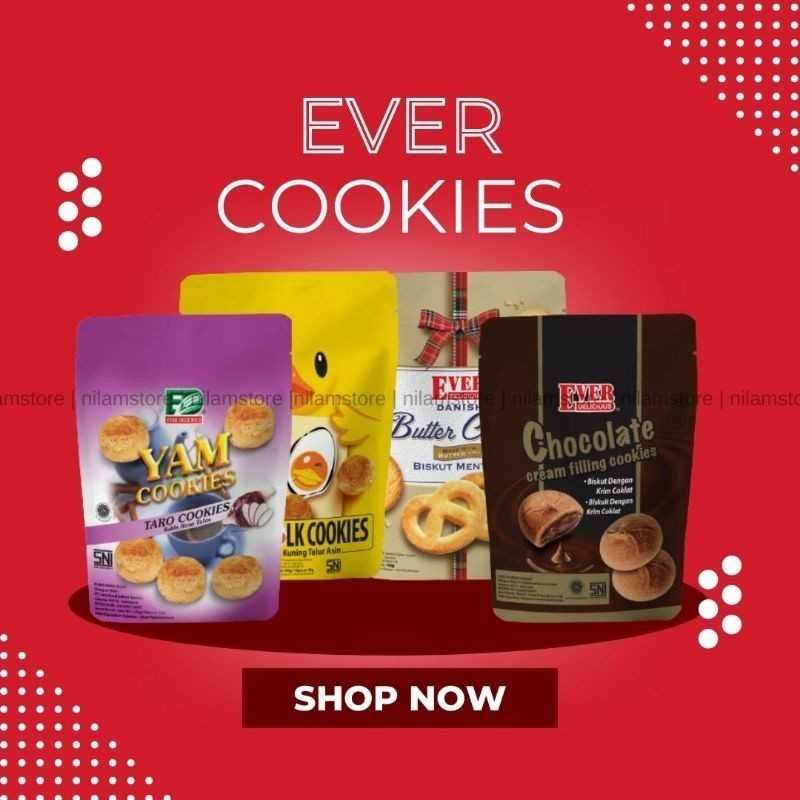 

Cookies Ever 150g - Ever Coklat 150g - Ever Salted Egg Yolk - Butter Cookies isi 15 pcs