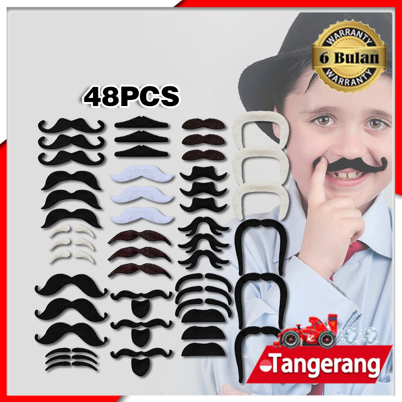 48pcs Kumis Palsu Hitam Kumis Palsu Pria / Kumis Palsu Anak / Kumis Palsu Warok
