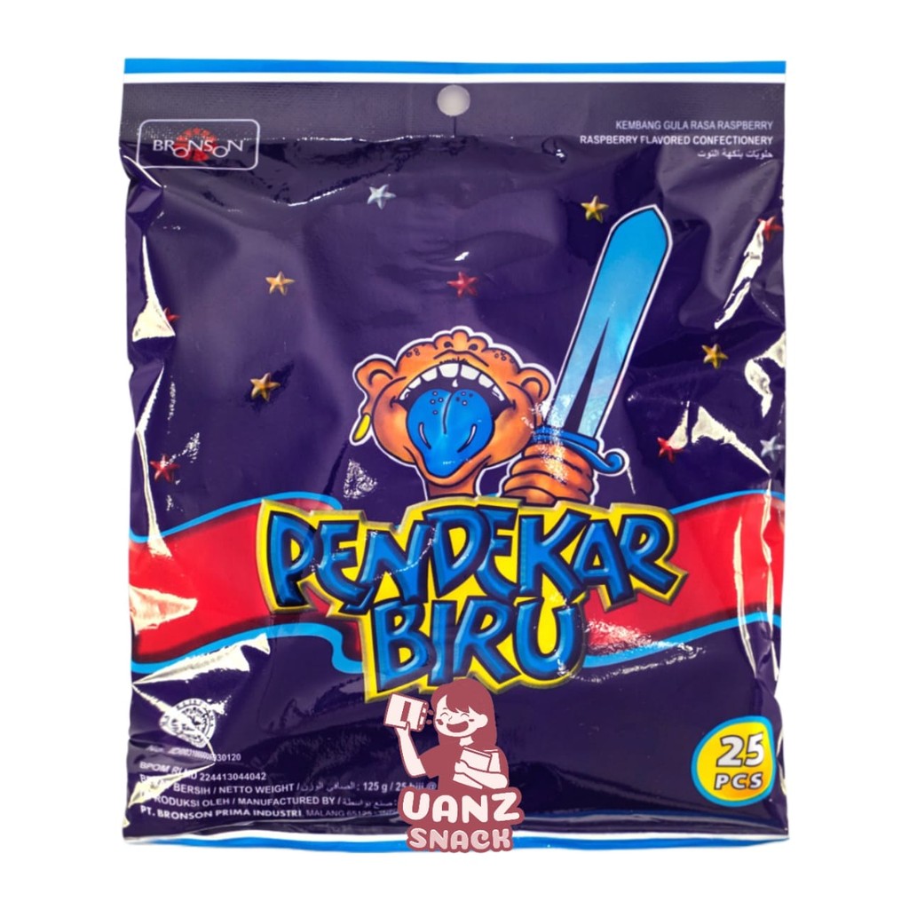 

Bronson Pendekar Biru Permen Gula rasa manis segar raspberry kemasan kantong netto 25 pcs X 5gram