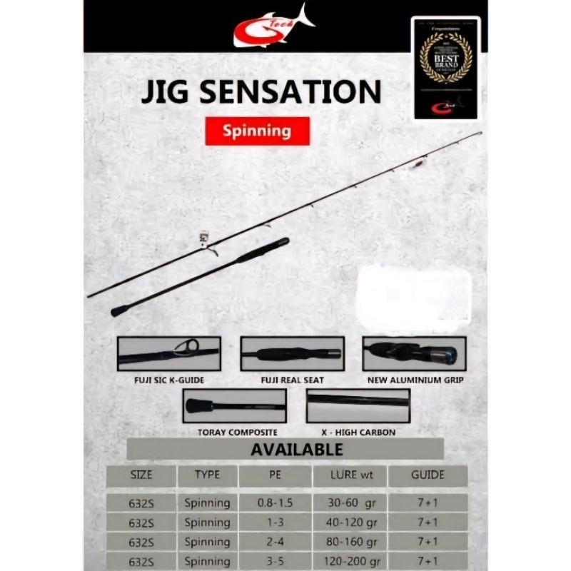 Rod SPINNING GTECH JIG SENSATION LIGHT JIGGING