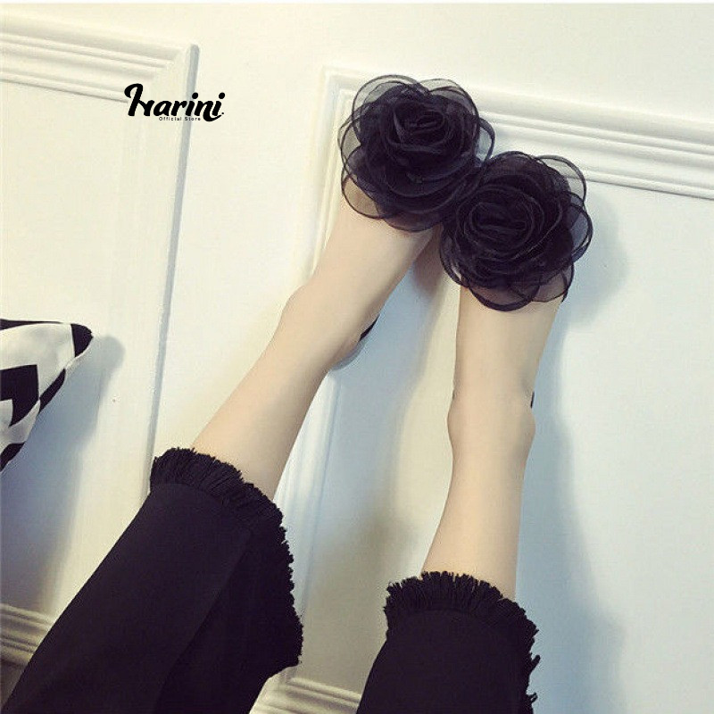 Hot Deals Sepatu Flat Kaca Flower Bunga Mawar Sandal Jelly Karet Flat Shoes Best Seller Sepatu