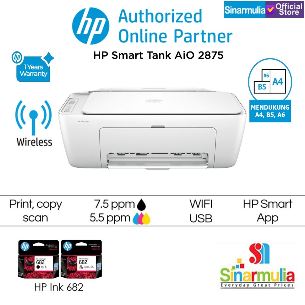 

Printer HP 2875 | 2876 Ink Advantage Deskjet All In One Wireless