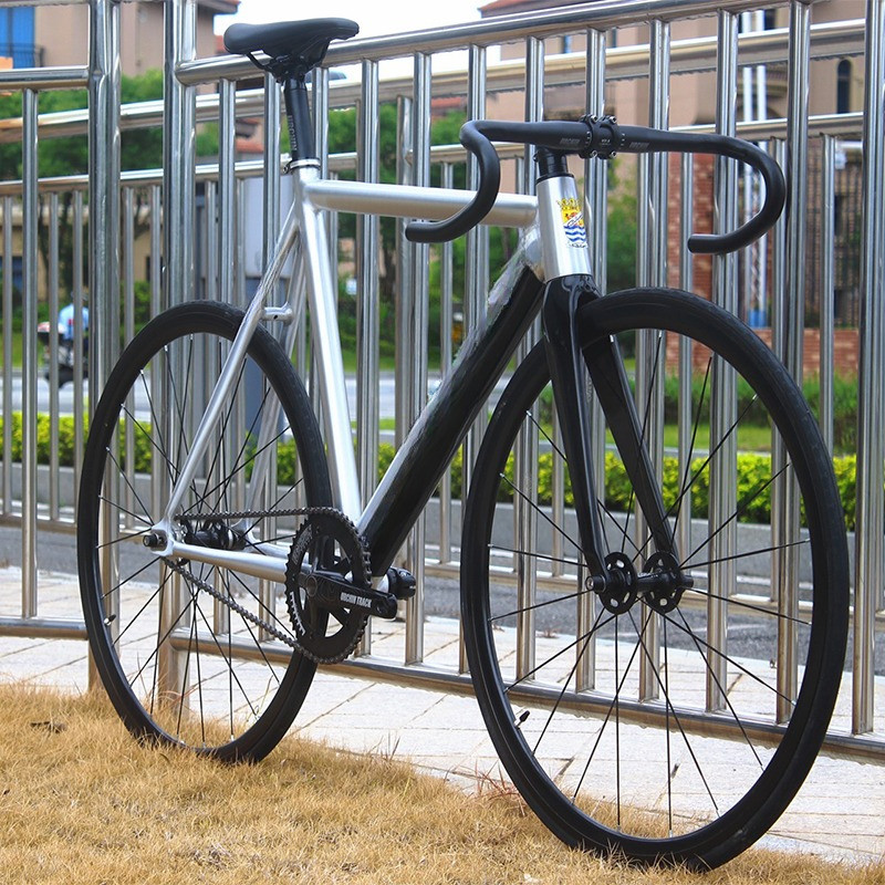 55cm Low pro Single Speed Bicycle Aluminum Alloy Frame Carbon Fork Fixie Whole Bike Track Bicycle Fo