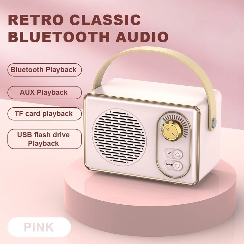Speaker Bluetooth Mini Speaker Portabel Mini Yang Lucu Speaker Nirkabel Stereo Retro Untuk Outdoor