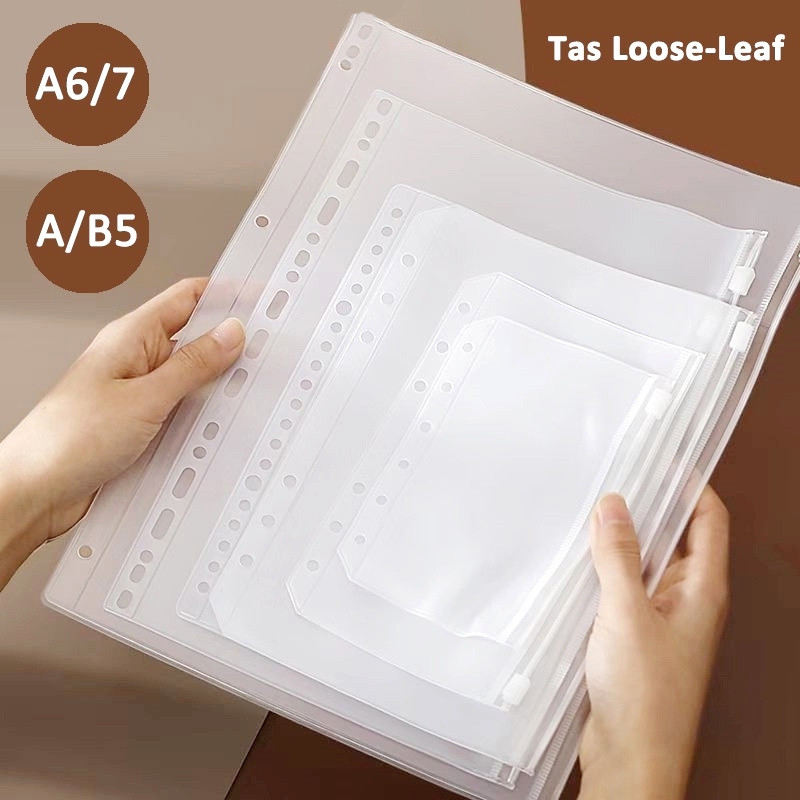 Zipper Binder A6/A7/A5/B5 6-hole Transparent Hand Book/Storage Bag Zipper bag Accessories