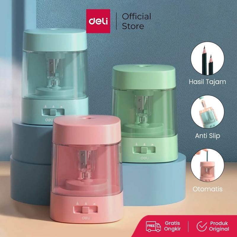 

New Deli Rautan Pensil Elektrik Otomatis / Electrical Rotary Sharpener Warna Pastel VA3Premium