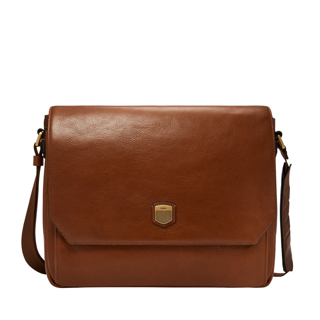 Fossil Hayes Leather Courier Whiskey Tas Pria - MBG9644-212