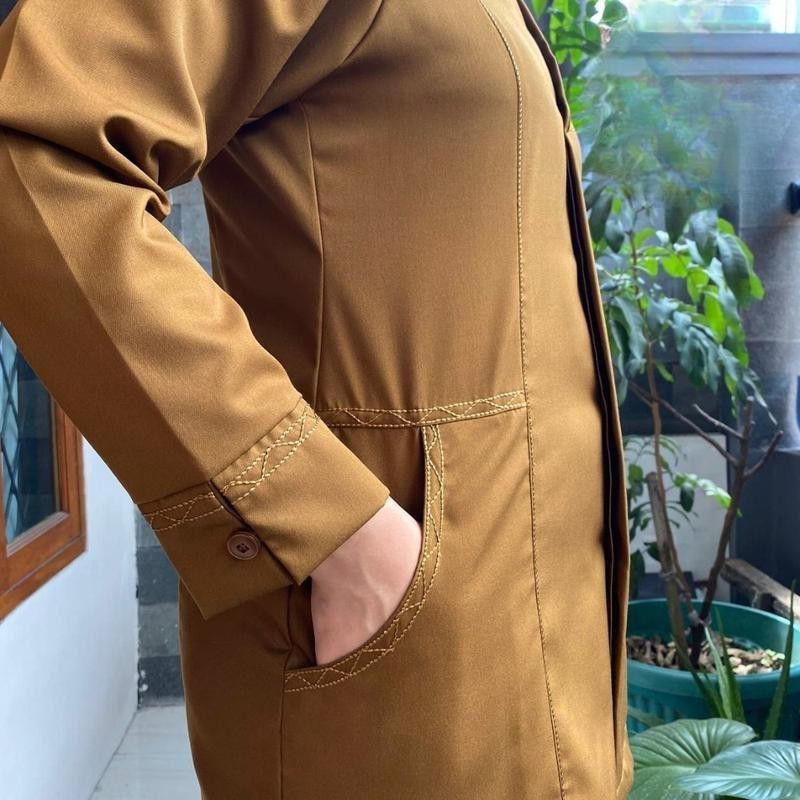 Divera - Baju Seragam Setelan  PDH Khaki Tua PEMDA PNS Wanita Terbaru Model Benang Timbul Zigzag TER