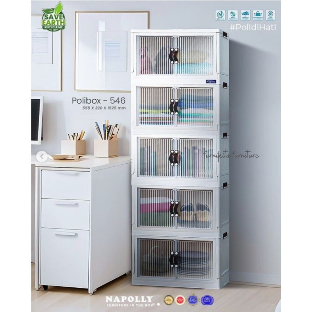 NAPOLLY LEMARI PLASTIK RODA LIPAT POLIBOX