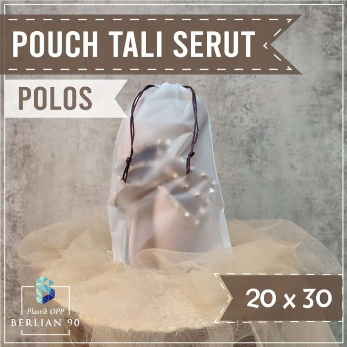 Pouch Tali Serut 20 x 30 Isi cm 25 Pcs pouch  serut plastik Motif Kaktus , Kucing , Polos - Motif po