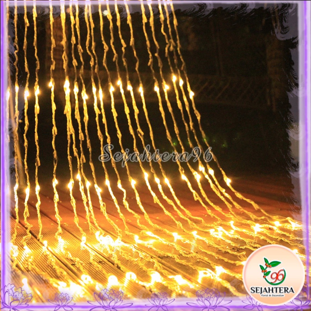 Lampu Air Terjun Waterfall Lighting 3x3 Meter Lampu Tirai Hujan LED