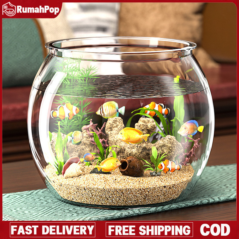 Aquarium Bulat Fish Bowl Toples Bulat  Bulat Aquarium Tank Cupang Ikan Hias Kecil Estetik Pet Fish B