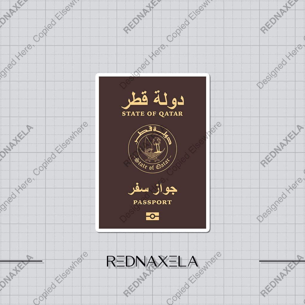 

Stiker Vinyl Qatar Passport Design Stiker Koper Outdoor Travel Sticker