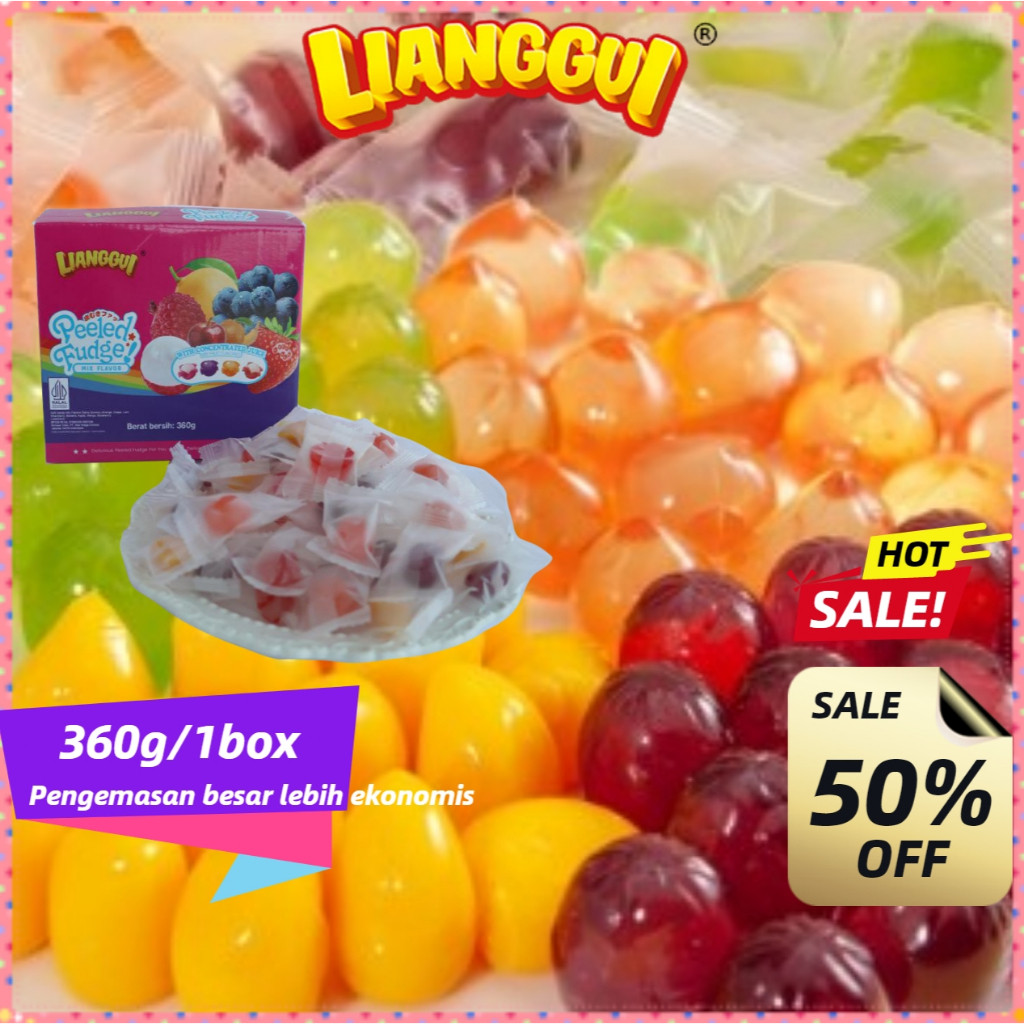 

[Hampers/Gift] Makanan viral HALAL LIANGGUI PERMEN LUNAK CREAM JELLY ANEKA RASA BUAH 360 GR/120Pcs