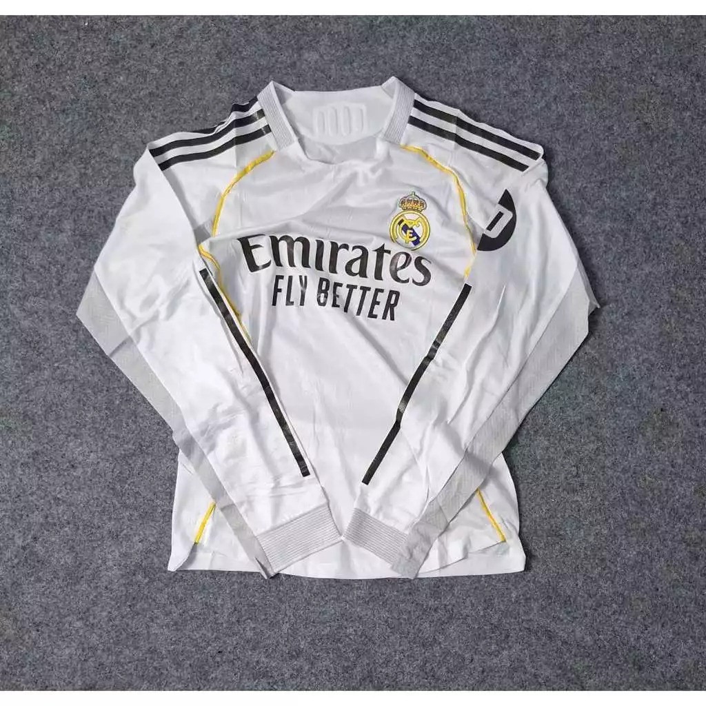 (PLAYER ISSUE) LONGSLEEVE LS JERSEY BOLA MADRIDD HOME 2025/2026 LENGAN PANJANG NEW JERSEY BOLA // JE