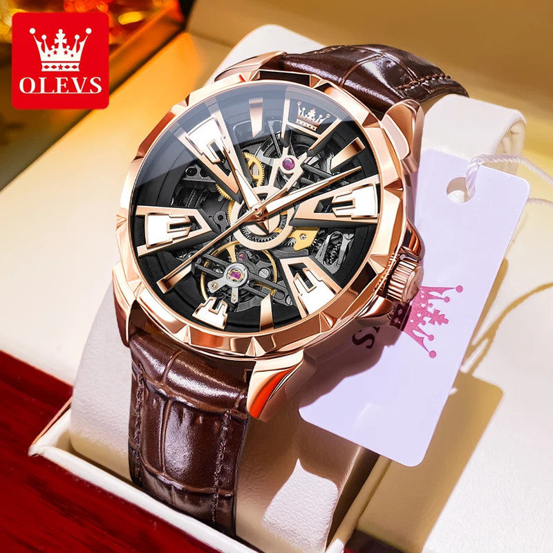 OLEVS Men's Watch Fully Automatic Mechanical Watch Hollow Trendy Waterproof 7051