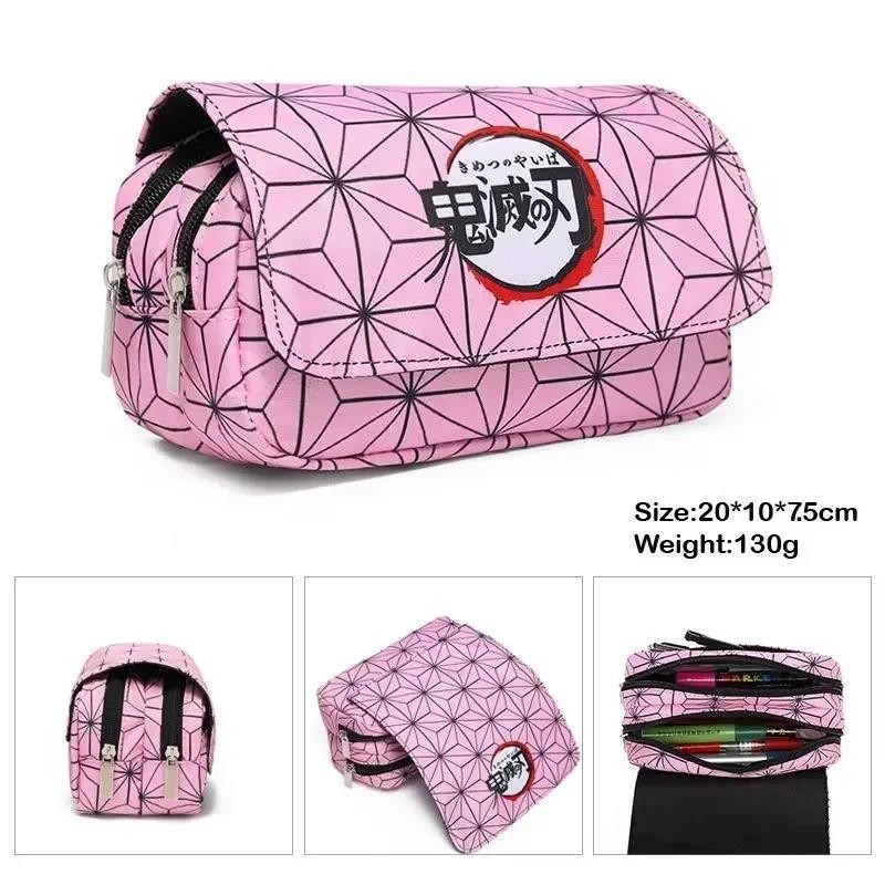 

3D New Peripheral Animation Demon Slayer Double-layer Pen Bag Tanjiro Elementary and Middle School Student Cartoon Pen Bag