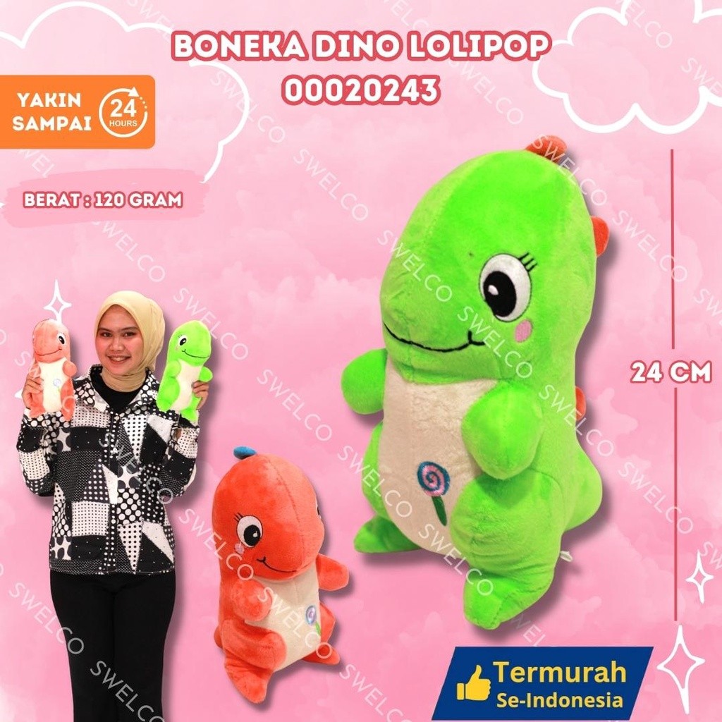 Boneka Dinosaurus Warna Warni Boneka Dino Lolipop Lucu Lembut Dan Halus