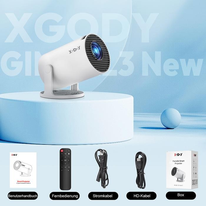 XGODY Gimbal 3 Smart Proyektor LCD - Android 11.0- HD 720P - Auto Keystone - HDMI -Wireless Mirrorli