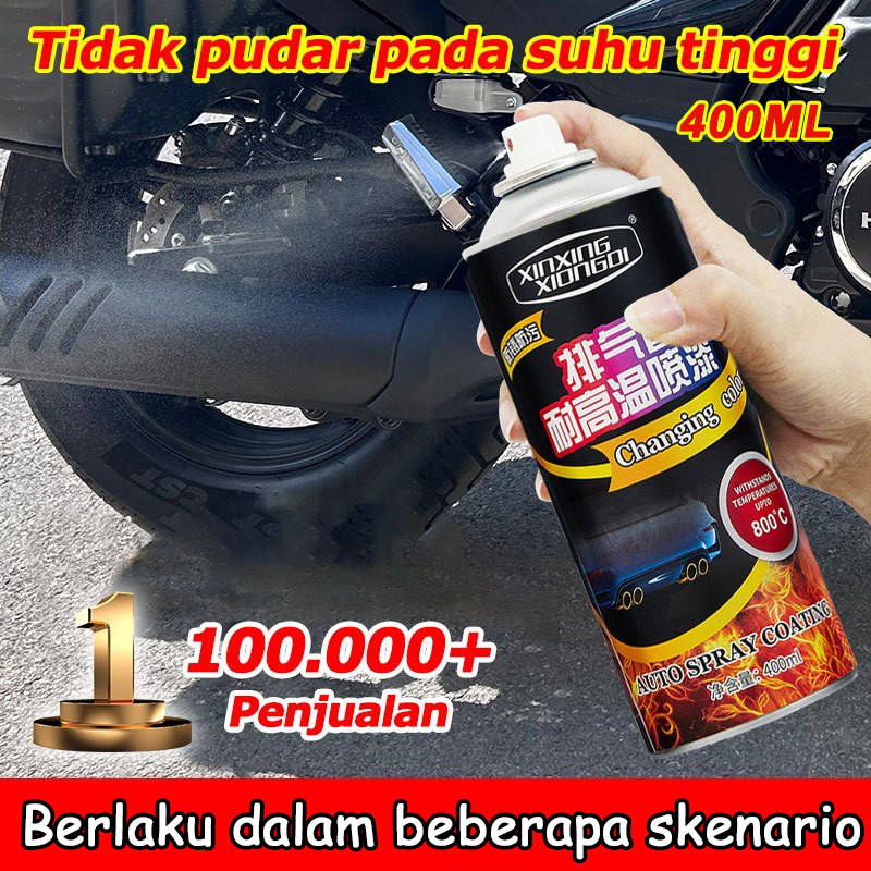 400ml Spray Cat Knalpot Tahan Panas Cat Semprot Tahan Panas Cat Knalpot Motor Cat Mesin Mobil Motor 