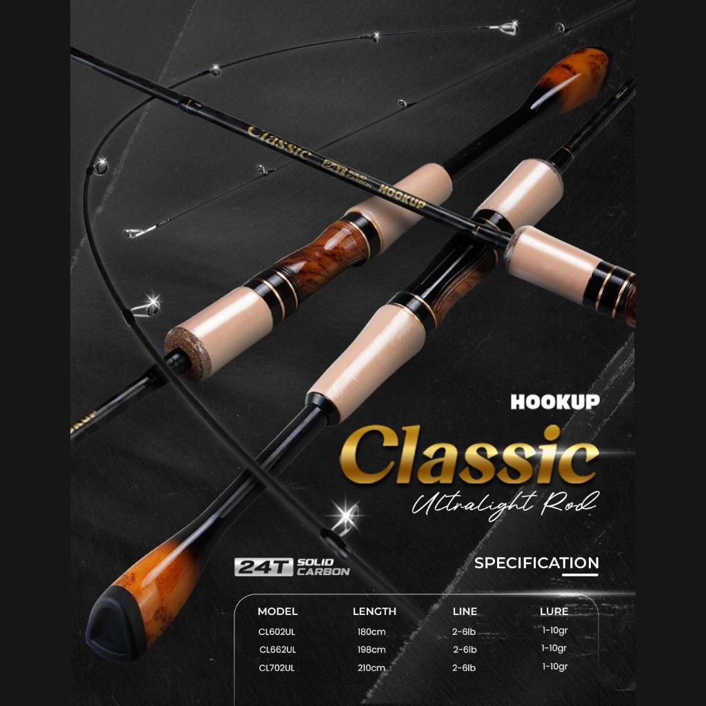 HOOKUP CLASSIC ULTRALIGHT ROD JORAN PANCING MICRO-JIGGING CASTING ULTRALIGHT PANJANG 180 198 210 CM 