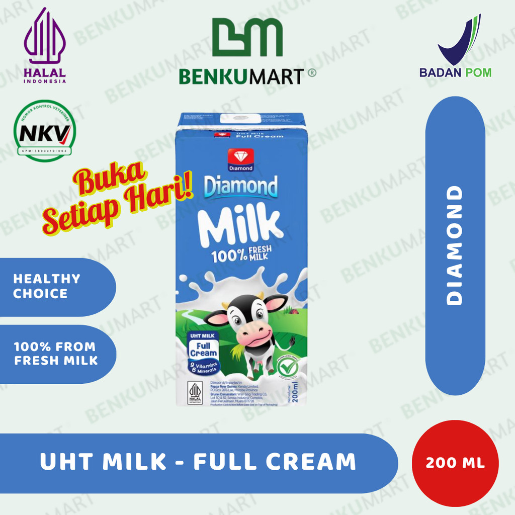 

Diamond UHT Milk Full Cream (200 ml) | Susu UHT DIAMOND 200ml