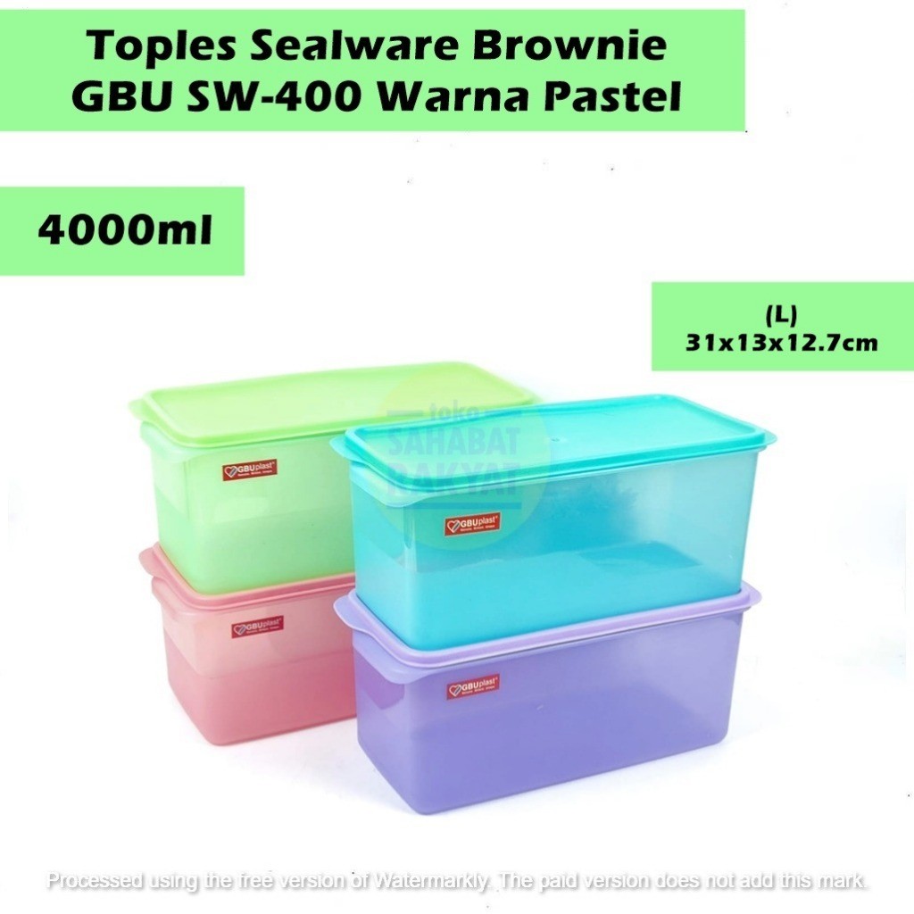 Toples Kotak Makan Makanan Sealware Segi Wadah Food box 4000 ML Tinggi Tutup Body Bening Plastik Foo