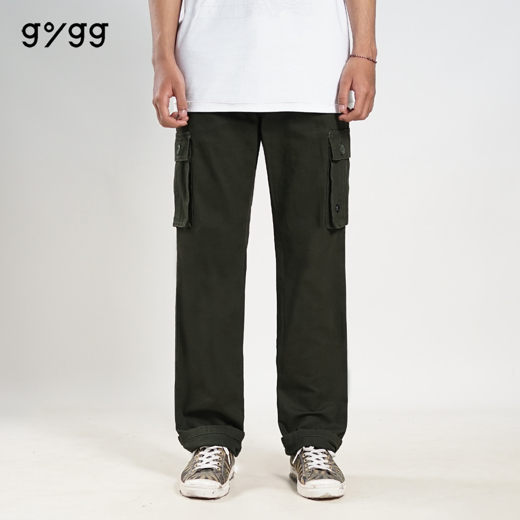 Gigg - Lich 3 - Celana Cargo Pria Olive Panjang Cargo Pants Celana Cargo Regular