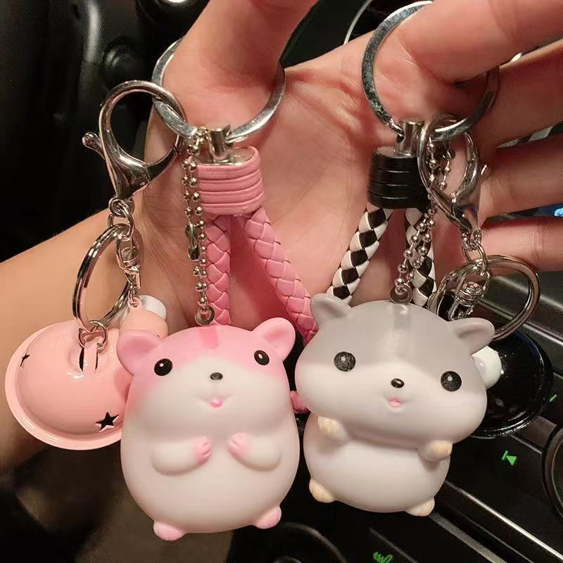 Gantungan Kunci Hamster Lucu Chubby Keychain Motor Mobil Tas Cute Dengan lanyard dan lonceng