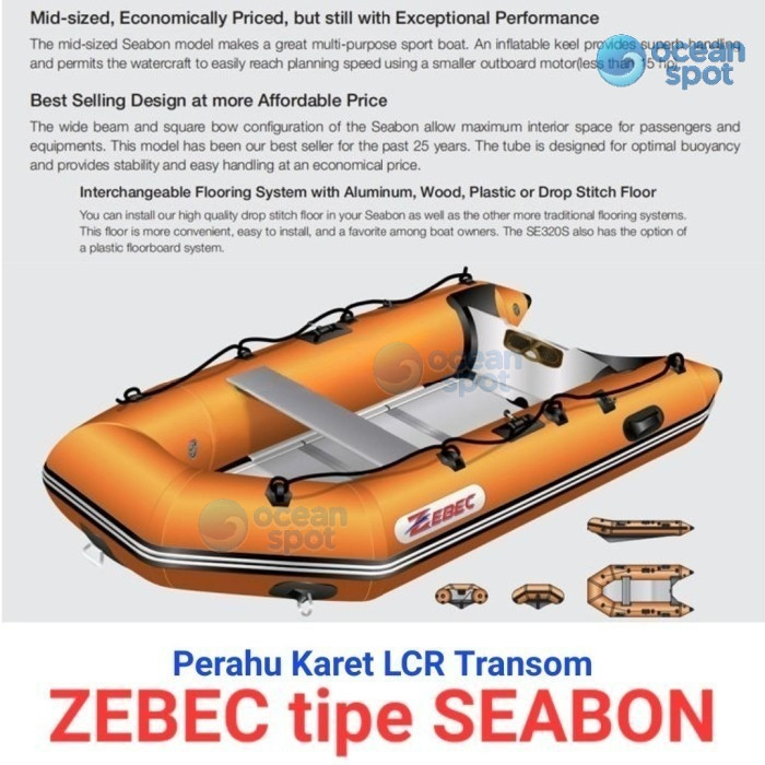 Perahu Karet LCR ZEBEC SEABON 320 cm ( Inflatable Boat Dek Alumunium ) ( ocean spot )