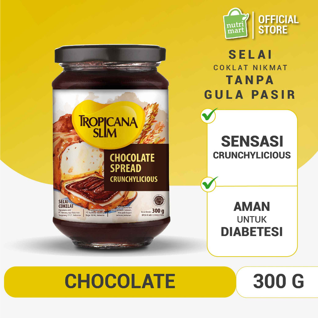 

Tropicana Slim Chocolate Spread 300g - Selai Cokelat Nikmat Tanpa Gula Pasir