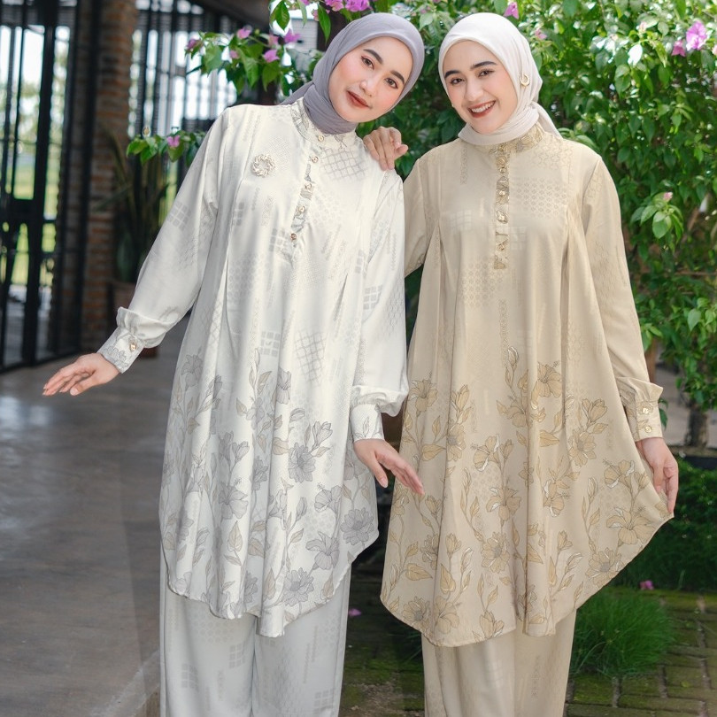 Ventedaily - Lauren OneSet Wanita Jumbo Kondangan Kekinian Atasan Kulot Outfit 2025