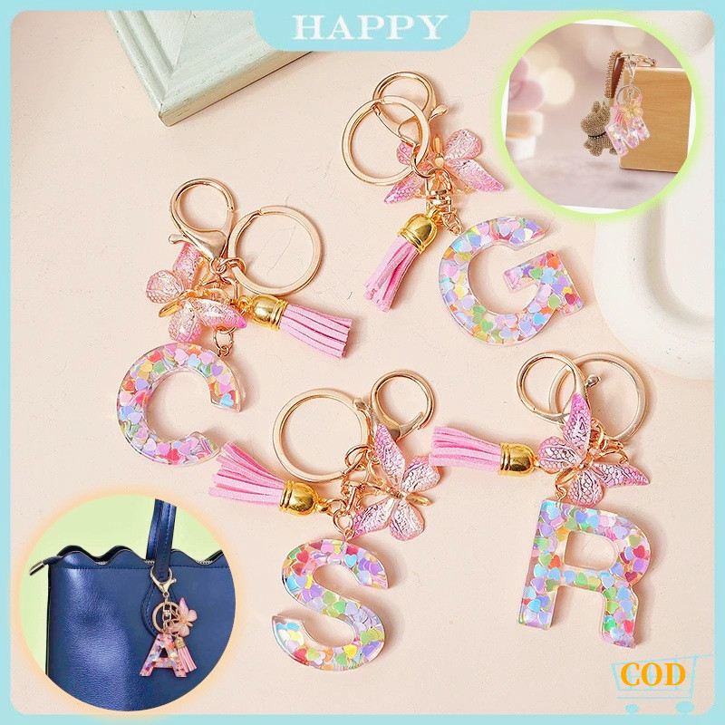 Ready Gantungan Kunci resin Initial Nama Alphabet /Custom Resin Keychain Initials Alphabet Edition |