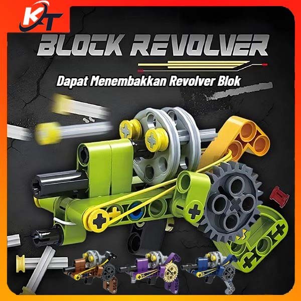 BabyToys Pistol Revolver Senapan Plastik Mainan Peluncur Blok Mainan Anak Rakit Senjata Mainan Berpu