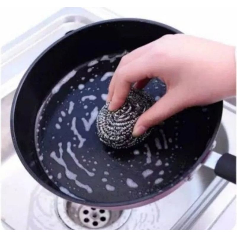 Gosok Panci isi 6 pcs Sikat Kawat Sabut Baja 5 PCS Kebersihan Dapur Cuci Piring Wajan