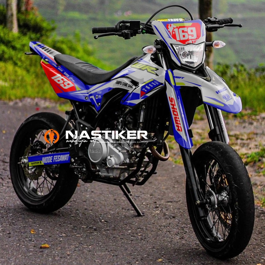 Sticker Decal WR155 SIMPEL FullBody Bebas Request - DECAL WR CRF KLX KAWASAKI PUTIH BIRU