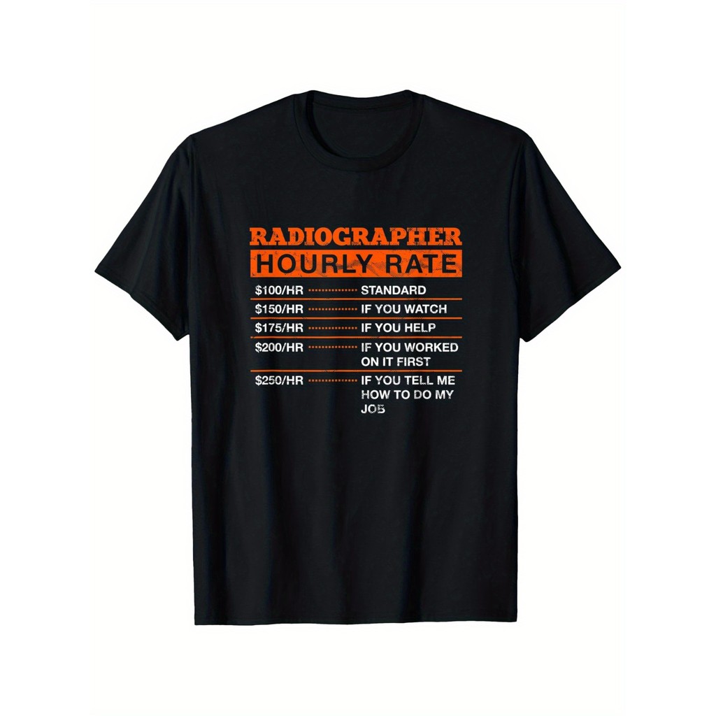 Kaos Teknisi Radiologi Tarif Per Jam - Katun 100% 180g Hitam, S-XXXL - Kaos Profesi Radiologi