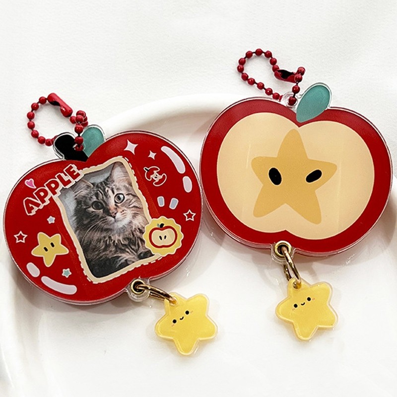 Acrylic Keychain Photo Frame Kpop Cute 1in Idol ID Card Photo Frame Display Sleeve Backpack Chain Pe